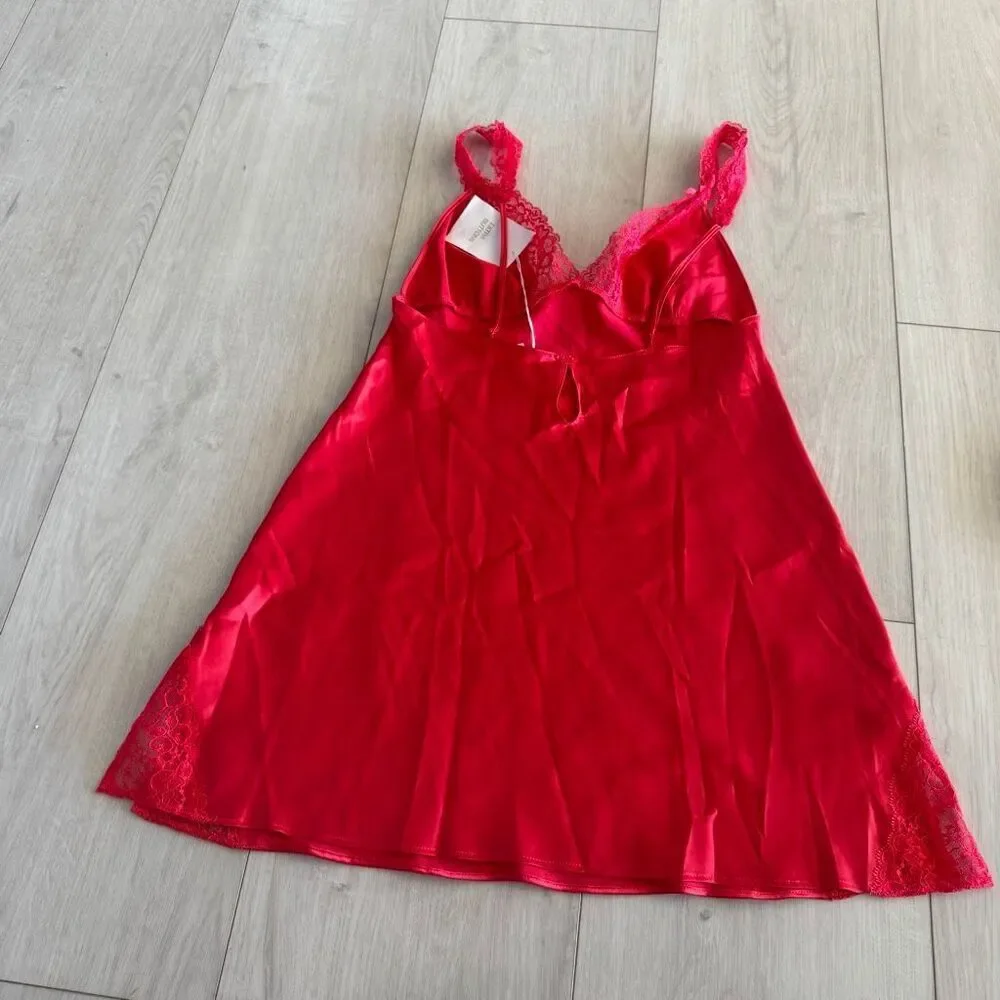 Victoria secret red satin slip dress size s
